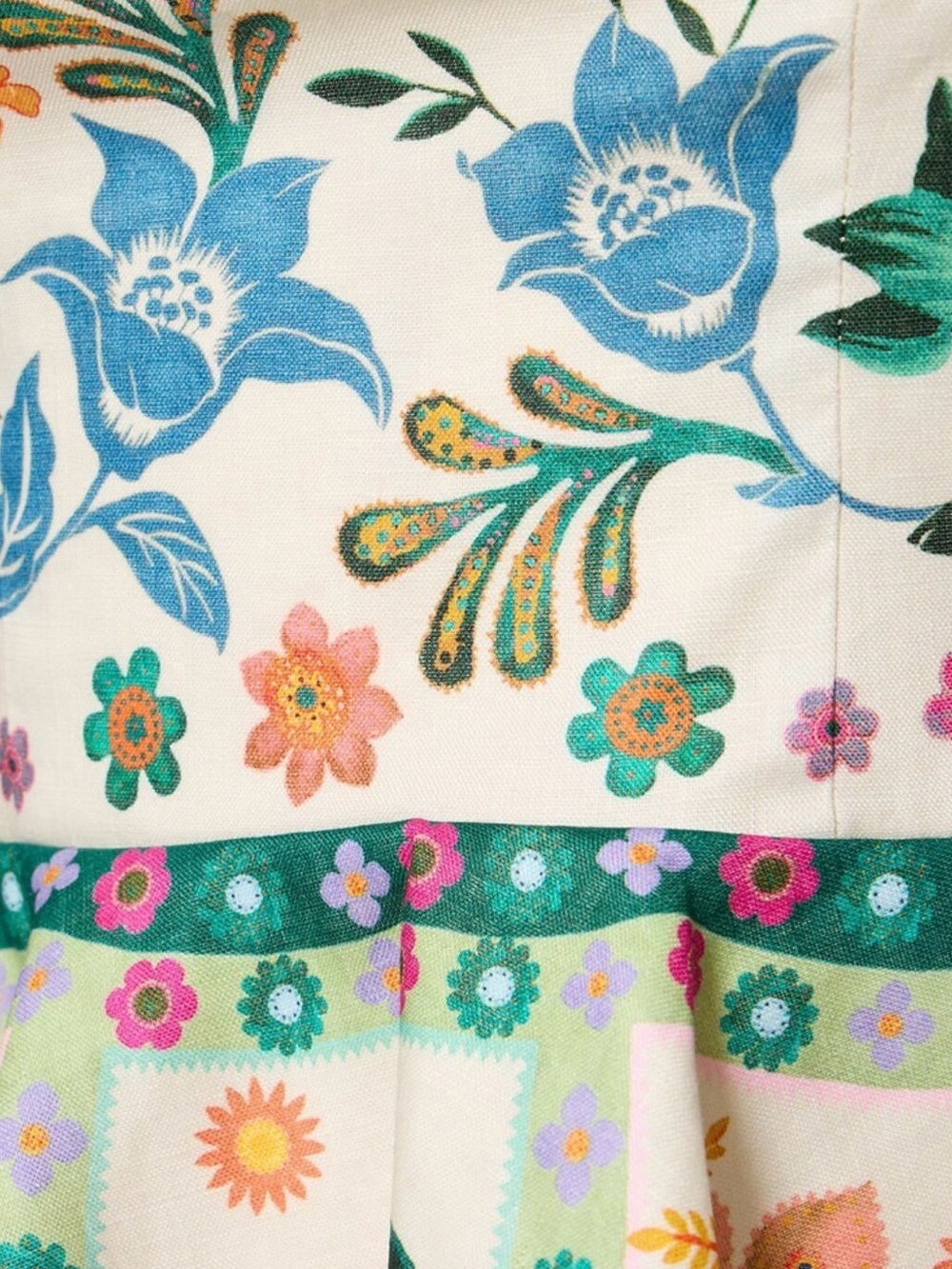 Zimmerman Floral Peplum Tie-Strap Top in White with Multicolor Blooms - Picture 15 of 16
